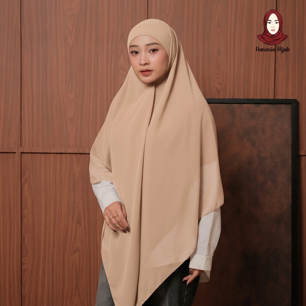 Hanania Hijab - Aura Khiban French Square Syar'i Jumbo XL Segiempat Tali | Khimar Bandana Ceruty Babydoll Utimate