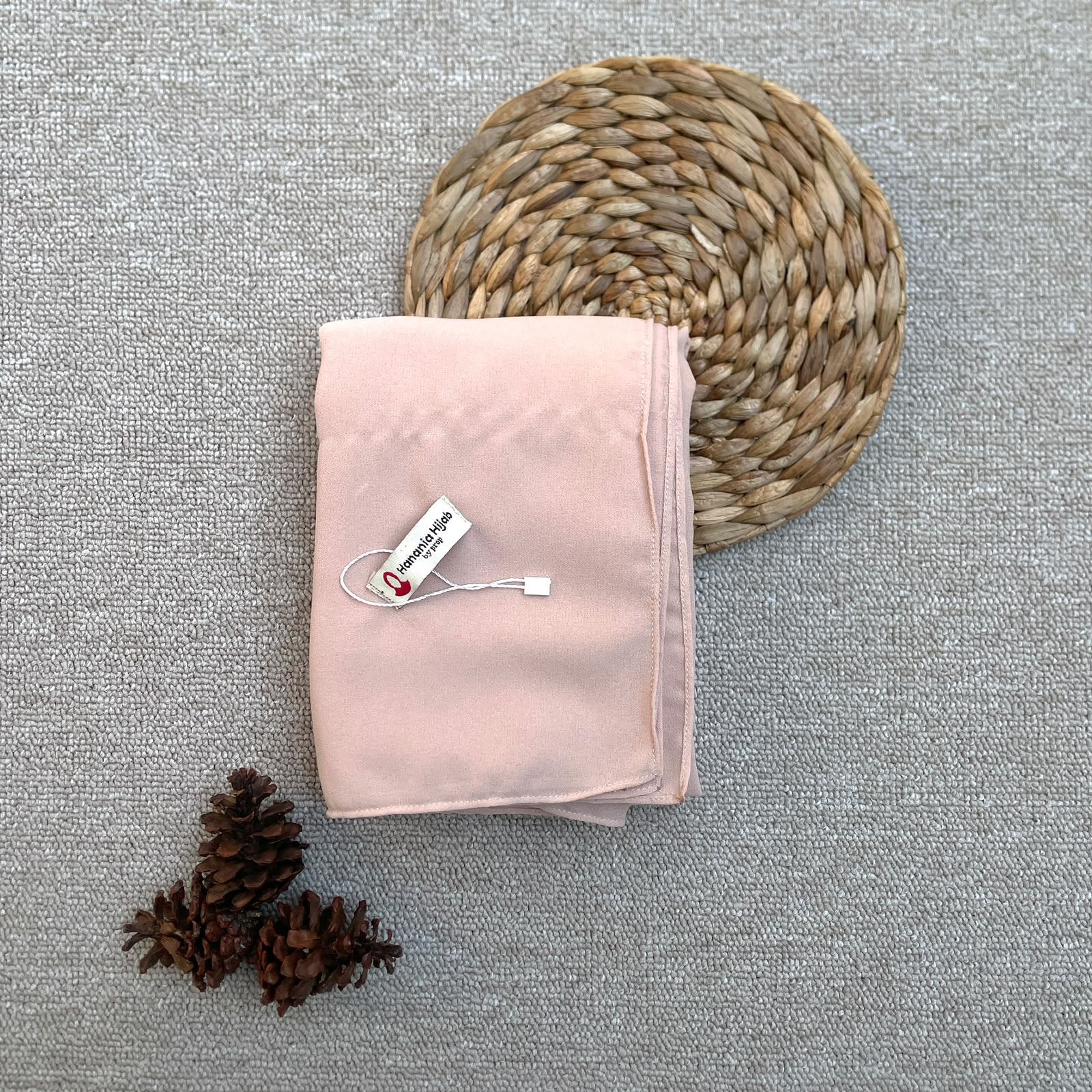 Hanania Hijab - Aura Khiban French Square Segiempat Tali Size M | Khimar Bandana Ceruty Babydoll