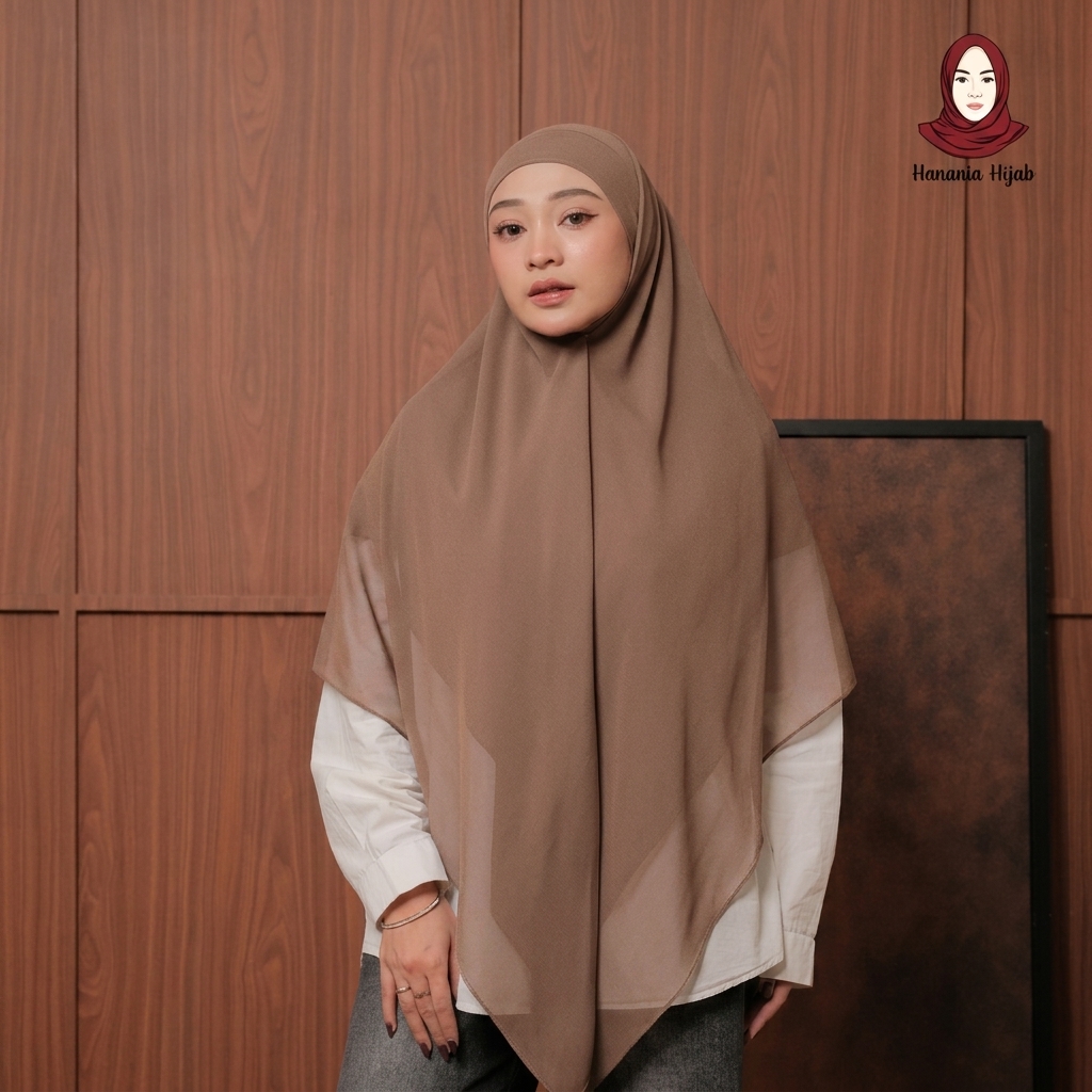 Hanania Hijab - Aura Khiban French Square Syar'i L Segiempat Tali | Khimar Bandana Ceruty Babydoll