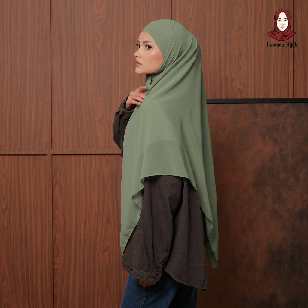 Hanania Hijab - Aura Khiban French Square Syar'i L Segiempat Tali | Khimar Bandana Ceruty Babydoll