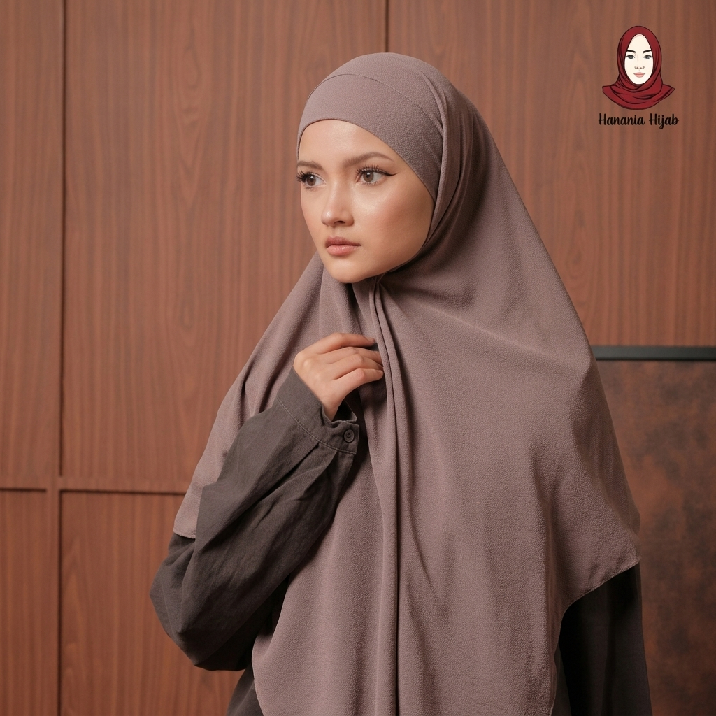 Hanania Hijab - Aura Khiban French Square Segiempat Tali Size M | Khimar Bandana Ceruty Babydoll