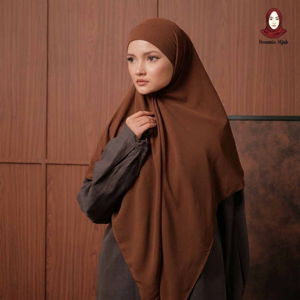 Hanania Hijab - Aura Khiban French Square Segiempat Tali Size M | Khimar Bandana Ceruty Babydoll