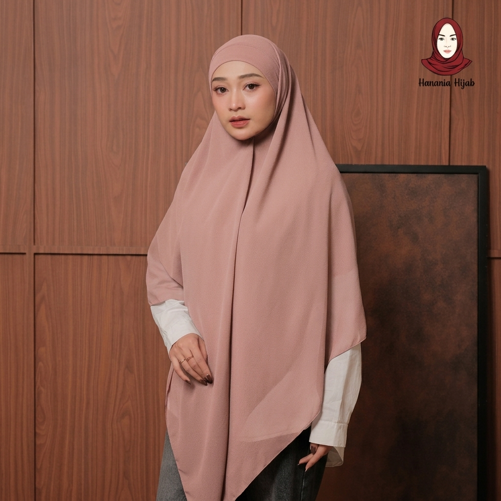 Hanania Hijab - Aura Khiban French Square Syar'i Jumbo XL Segiempat Tali | Khimar Bandana Ceruty Babydoll Utimate