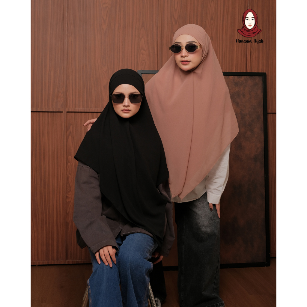 Hanania Hijab - Aura Khiban French Square Segiempat Tali Size M | Khimar Bandana Ceruty Babydoll