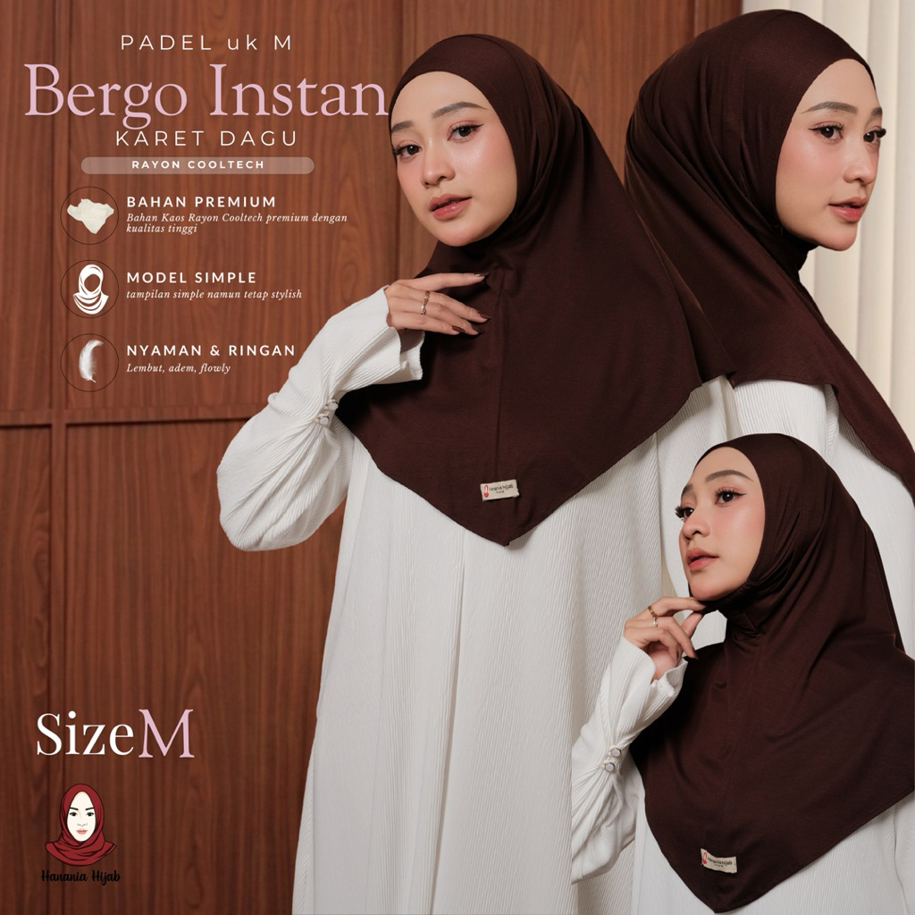 Hanania Hijab - Bergo Instan Padel Size M Karet Dagu Softpad Rayon Airflow Cooltech