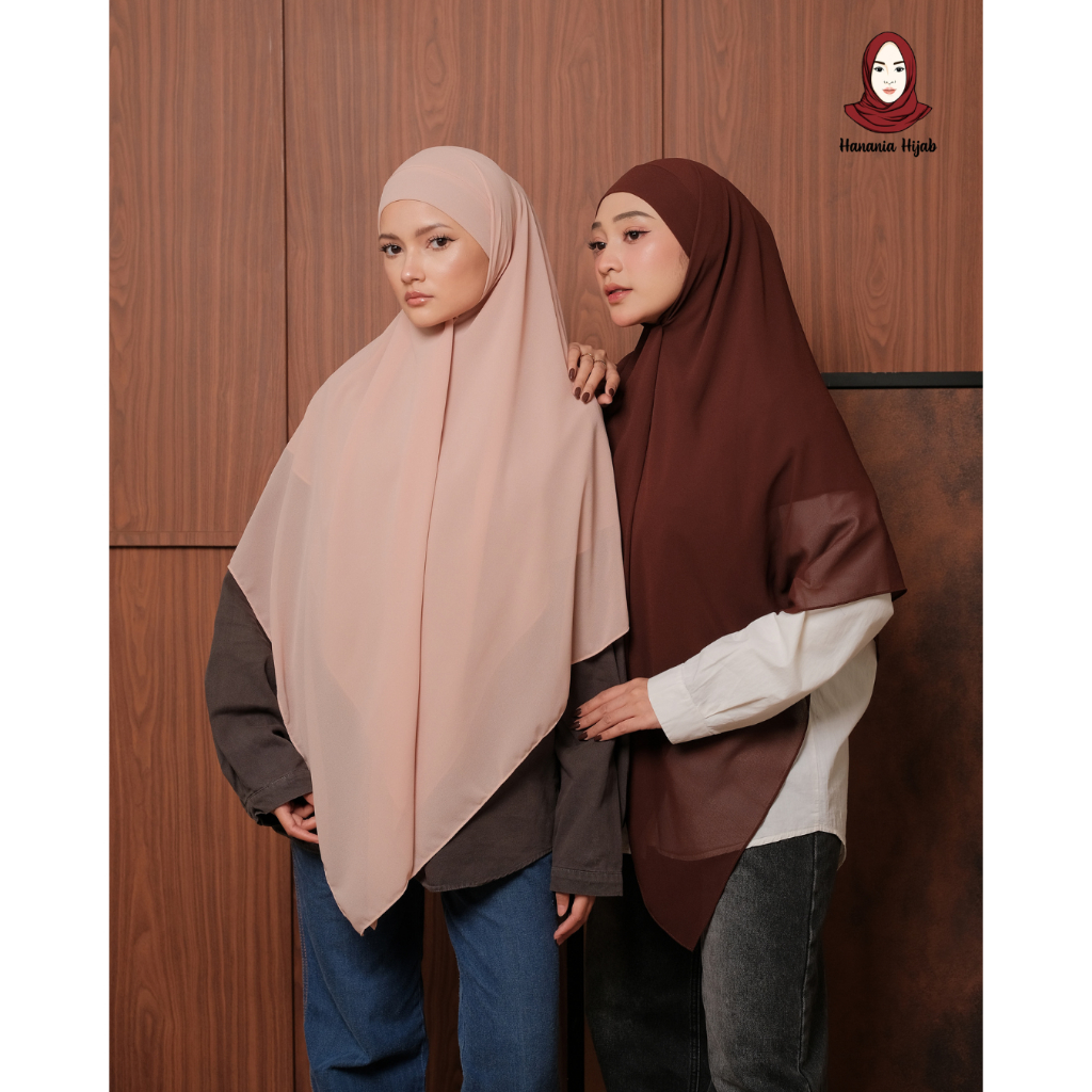 Hanania Hijab - Aura Khiban French Square Syar'i L Segiempat Tali | Khimar Bandana Ceruty Babydoll