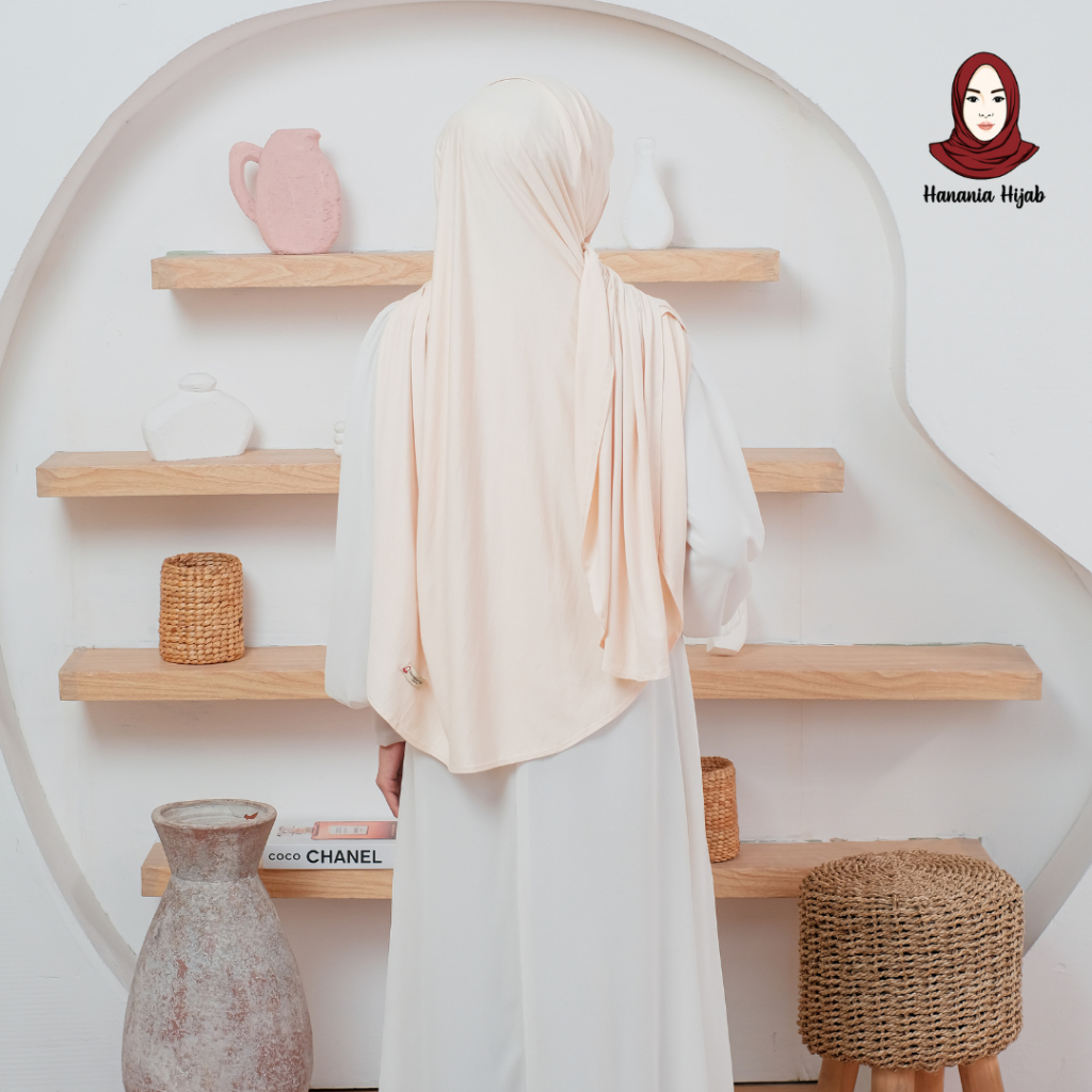 Hanania Hijab Zhia EXTRA LARGE Pashmina Oval Inner Leher Jumbo Syar'i Kaos Rayon Cooltech | Pashmina