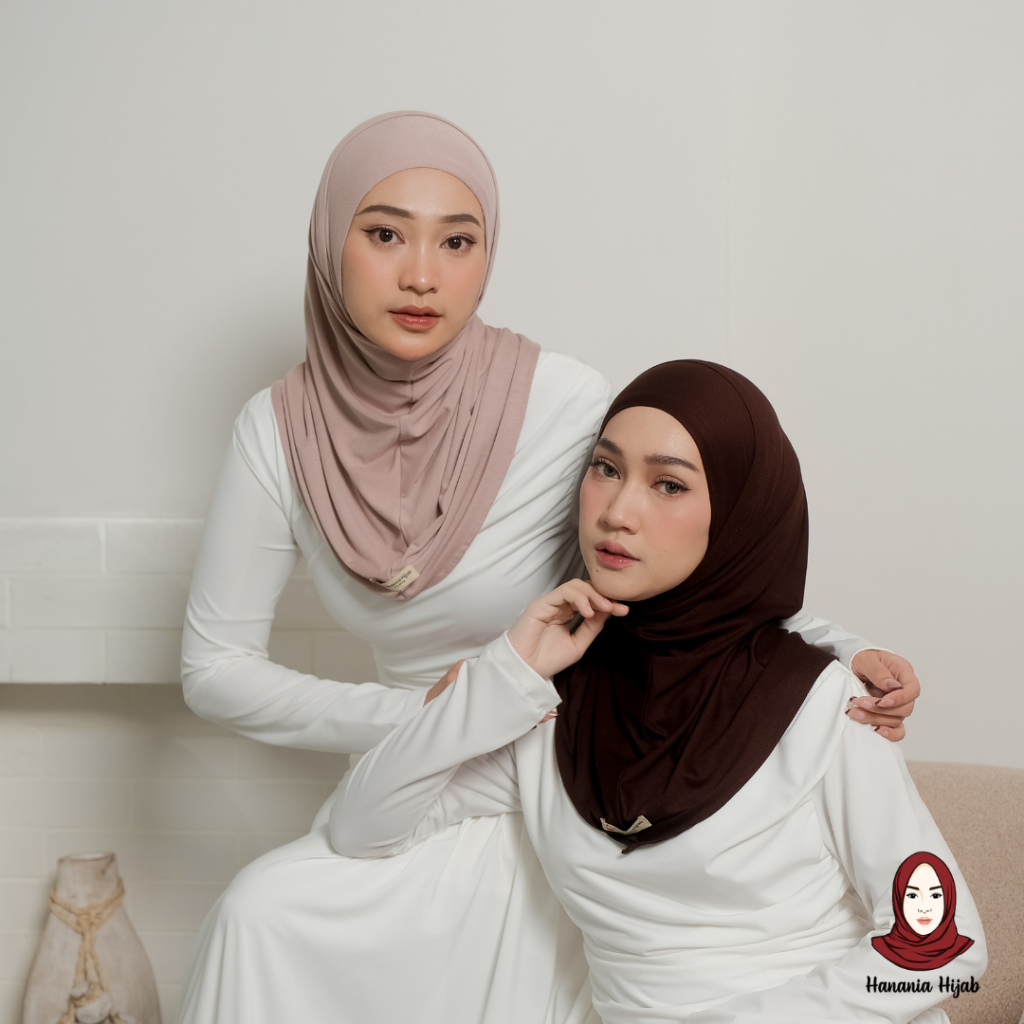 Hanania Hijab - Bergo Instan Padel Size M Karet Dagu Softpad Rayon Airflow Cooltech | Bego Kaos Daily Sporty