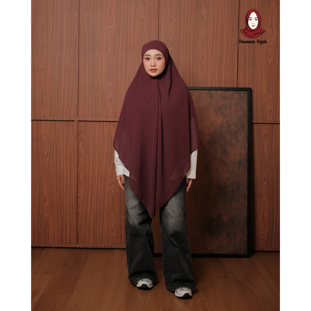 Hanania Hijab - Aura Khiban French Square Syar'i Jumbo XL Segiempat Tali | Khimar Bandana Ceruty Babydoll Utimate