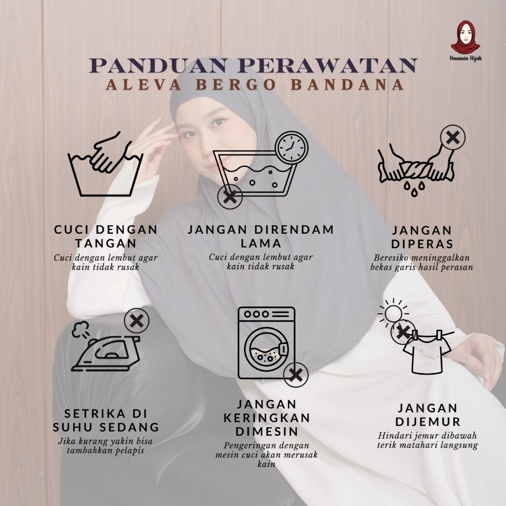 Hanania Hijab - Aleva Bergo Instan Bandana Size XL Rayon Bamboo Ultrasoft | Jilbab Instan Bandana