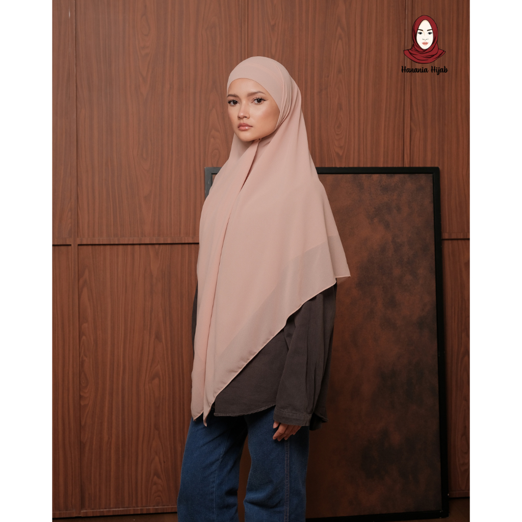 Hanania Hijab - Aura Khiban French Square Syar'i L Segiempat Tali | Khimar Bandana Ceruty Babydoll