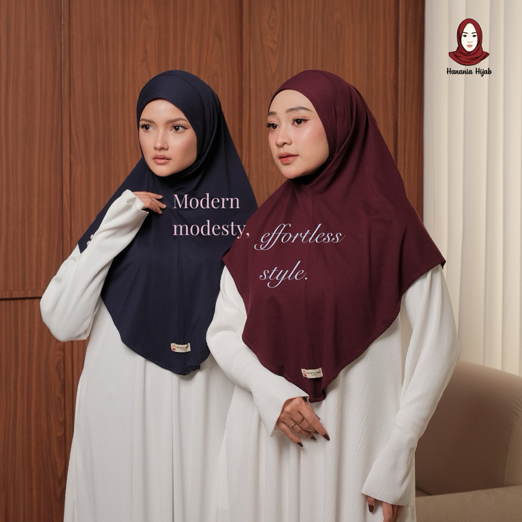 Hanania Hijab - Bergo Instan Padel Size L Karet Dagu Softpad Rayon Airflow Cooltech