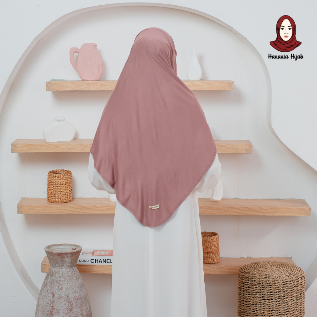 Hanania Hijab | Zhia Pashmina Oval Inner Leher Kaos Rayon Cooltech | Pashmina Meleyot Instan 2In1