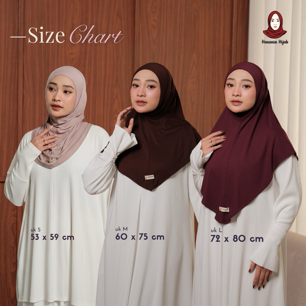 Hanania Hijab - Bergo Instan Padel Size L Karet Dagu Softpad Rayon Airflow Cooltech