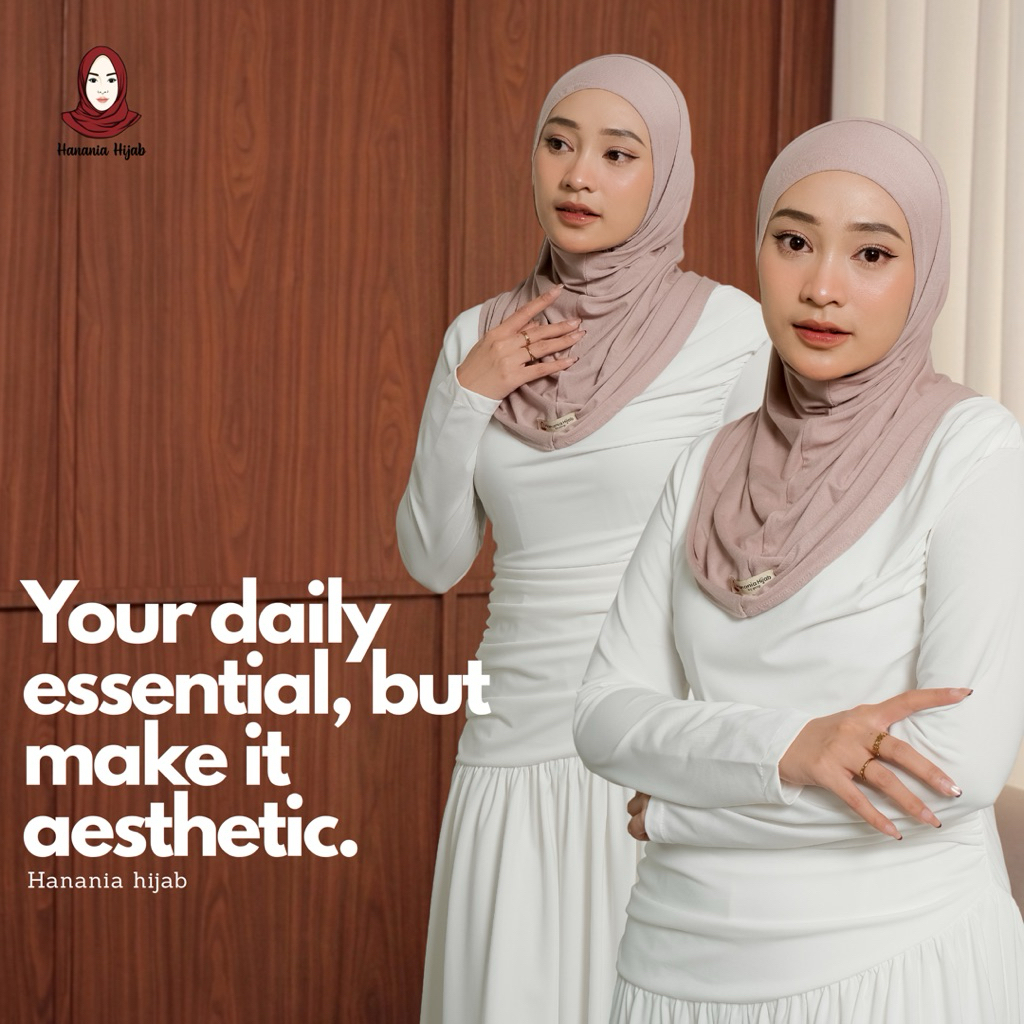 Hanania Hijab - Bergo Instan Padel Size S Karet Dagu Softpad Rayon Cooltech