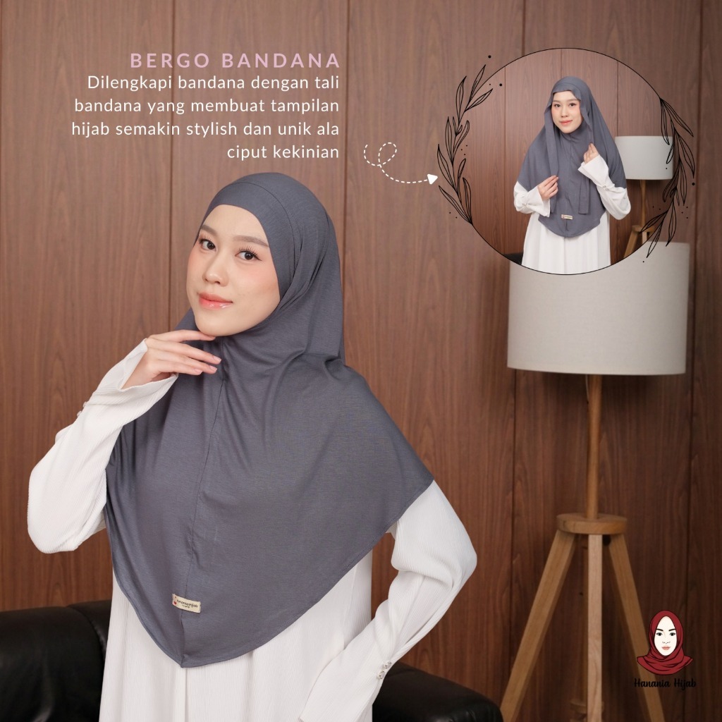 Hanania Hijab - Aleva Bergo Instan Bandana Size XL Rayon Bamboo Ultrasoft | Jilbab Instan Bandana