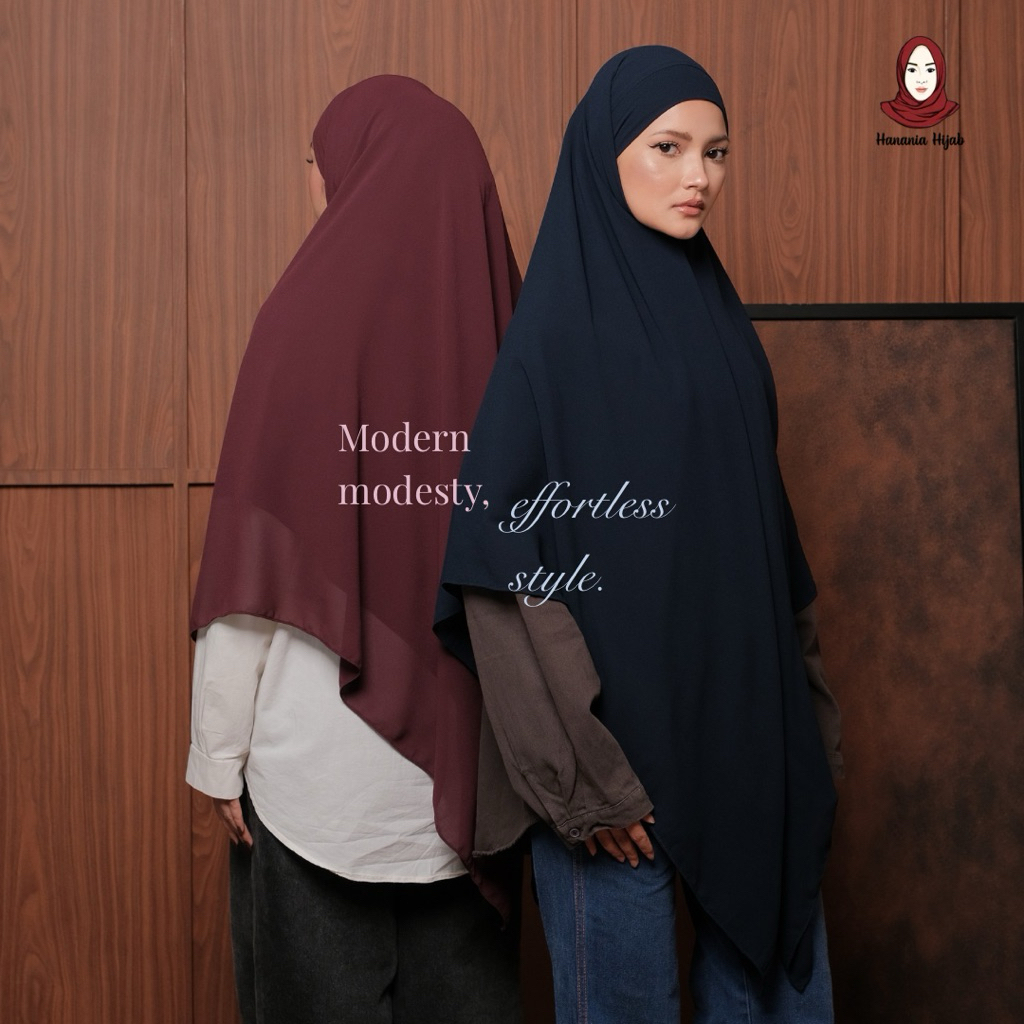 Hanania Hijab - Aura Khiban French Square Syar'i Jumbo XL Segiempat Tali | Khimar Bandana Ceruty Babydoll Utimate