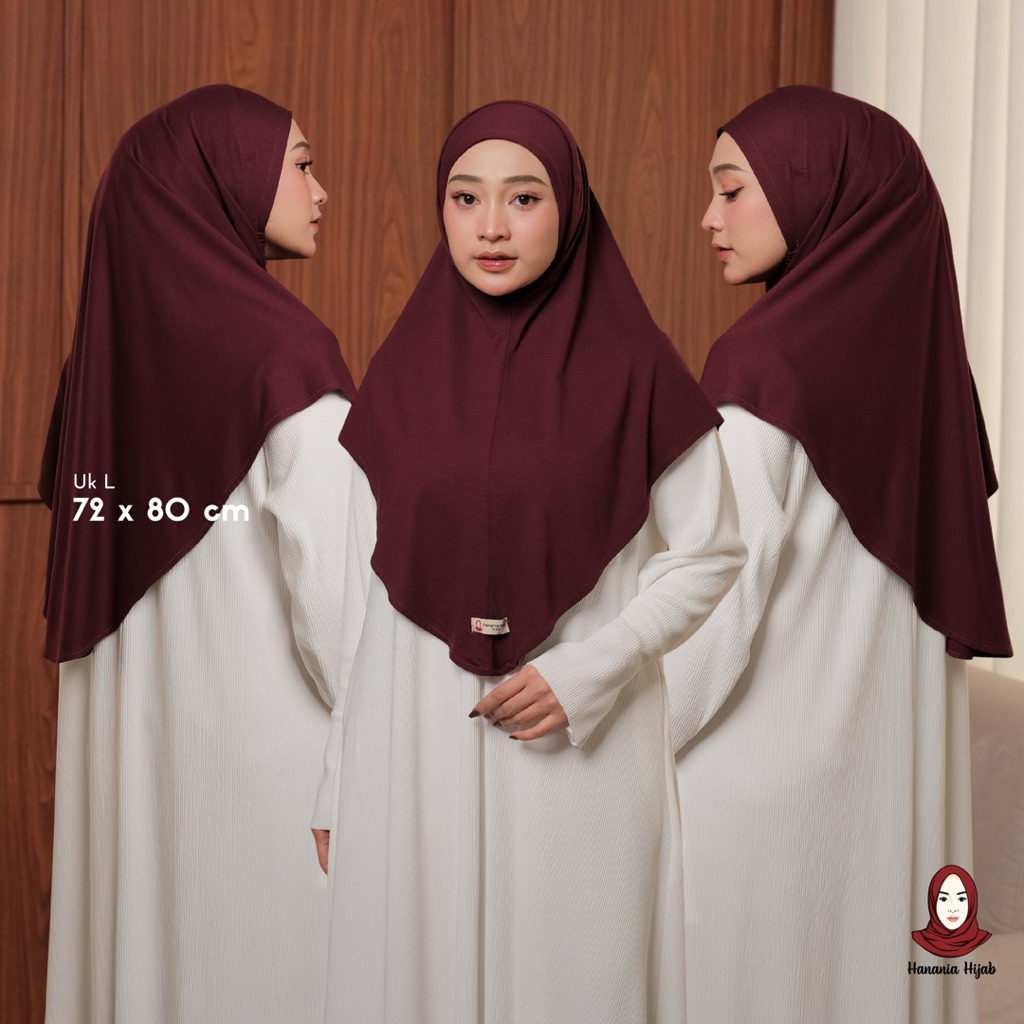 Hanania Hijab - Bergo Instan Padel Size L Karet Dagu Softpad Rayon Airflow Cooltech