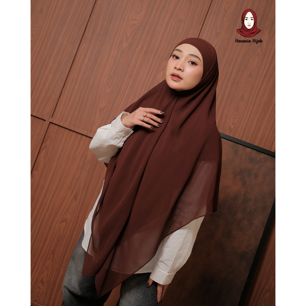 Hanania Hijab - Aura Khiban French Square Syar'i L Segiempat Tali | Khimar Bandana Ceruty Babydoll