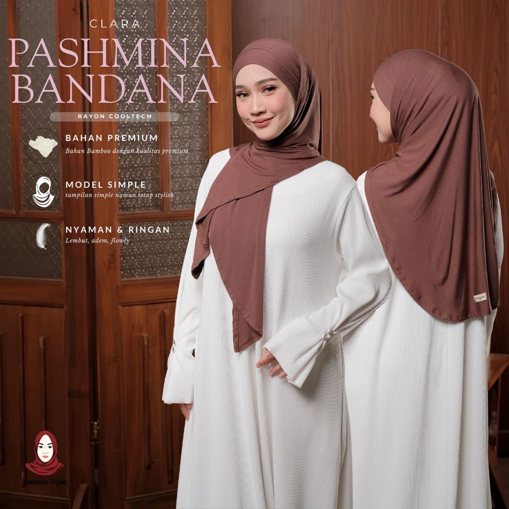 Hanania Hijab - Clara Instan Bandana Rayon Bamboo | Pashmina Instan Oval Bandana Bahan Rayon Bamboo Ultrasoft