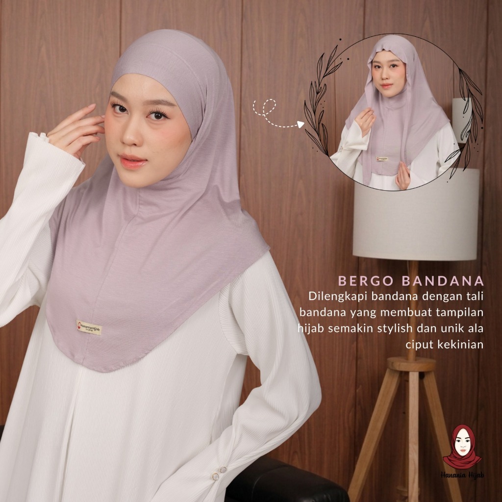 Hanania Hijab - Aleva Bergo Instan Bandana Size L Rayon Bamboo Ultrasoft | Jilbab Instan Bandana