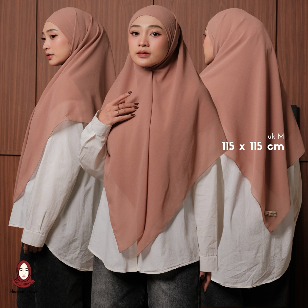 Hanania Hijab - Aura Khiban French Square Segiempat Tali Size M | Khimar Bandana Ceruty Babydoll