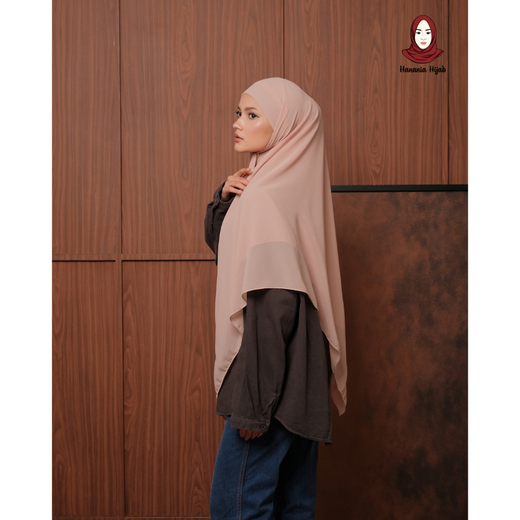 Hanania Hijab - Aura Khiban French Square Syar'i L Segiempat Tali | Khimar Bandana Ceruty Babydoll