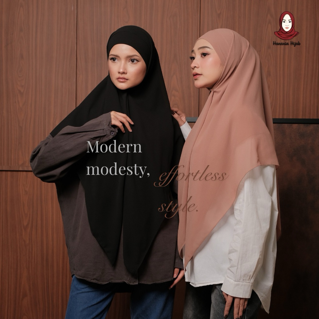 Hanania Hijab - Aura Khiban French Square Segiempat Tali Size M | Khimar Bandana Ceruty Babydoll
