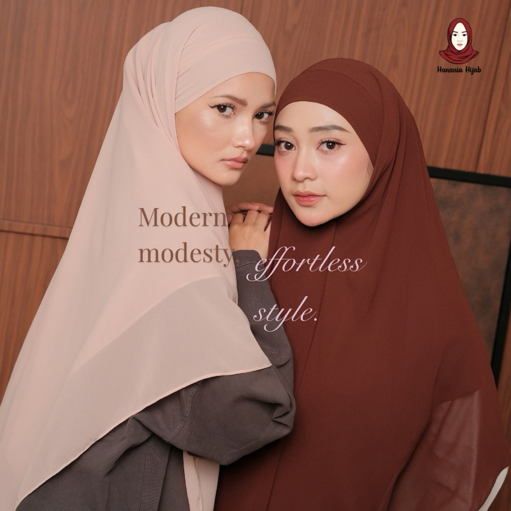 Hanania Hijab - Aura Khiban French Square Syar'i L Segiempat Tali | Khimar Bandana Ceruty Babydoll
