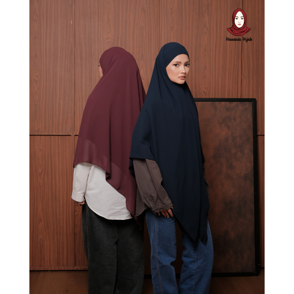 Hanania Hijab - Aura Khiban French Square Syar'i Jumbo XL Segiempat Tali | Khimar Bandana Ceruty Babydoll Utimate