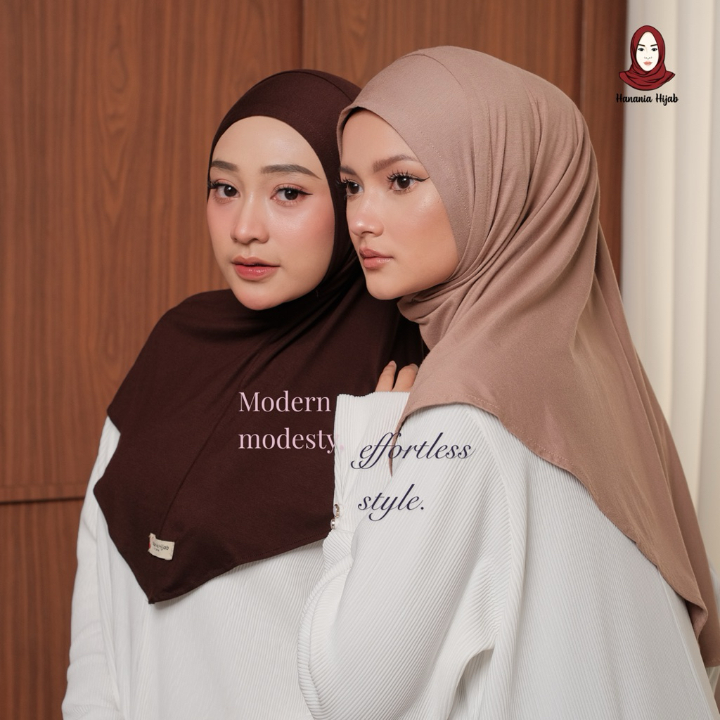 Hanania Hijab - Bergo Instan Padel Size M Karet Dagu Softpad Rayon Airflow Cooltech