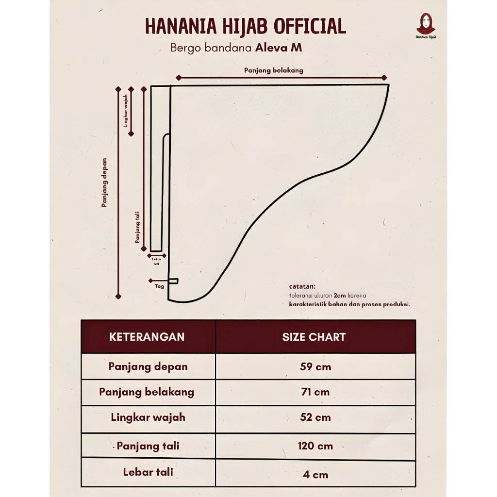 Hanania Hijab - Aleva Bergo Instan Bandana Size M Rayon Bamboo Ultrasoft | Jilbab Instan Bandana