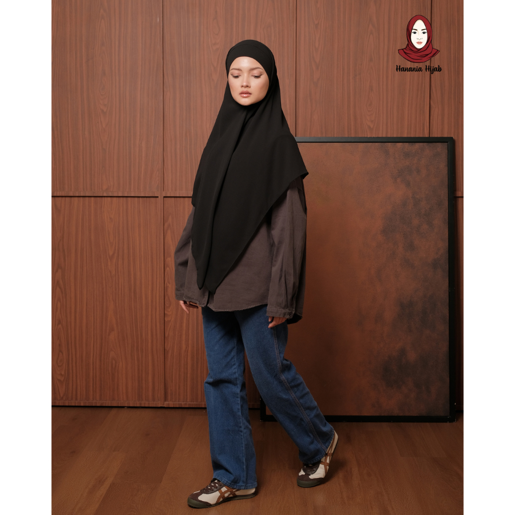 Hanania Hijab - Aura Khiban French Square Segiempat Tali Size M | Khimar Bandana Ceruty Babydoll
