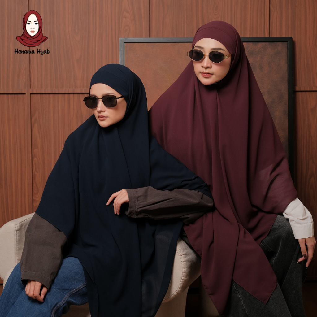 Hanania Hijab - Aura Khiban French Square Syar'i Jumbo XL Segiempat Tali | Khimar Bandana Ceruty Babydoll Utimate