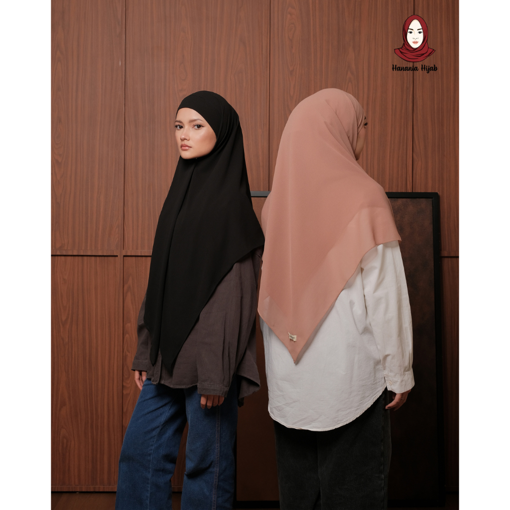 Hanania Hijab - Aura Khiban French Square Segiempat Tali Size M | Khimar Bandana Ceruty Babydoll