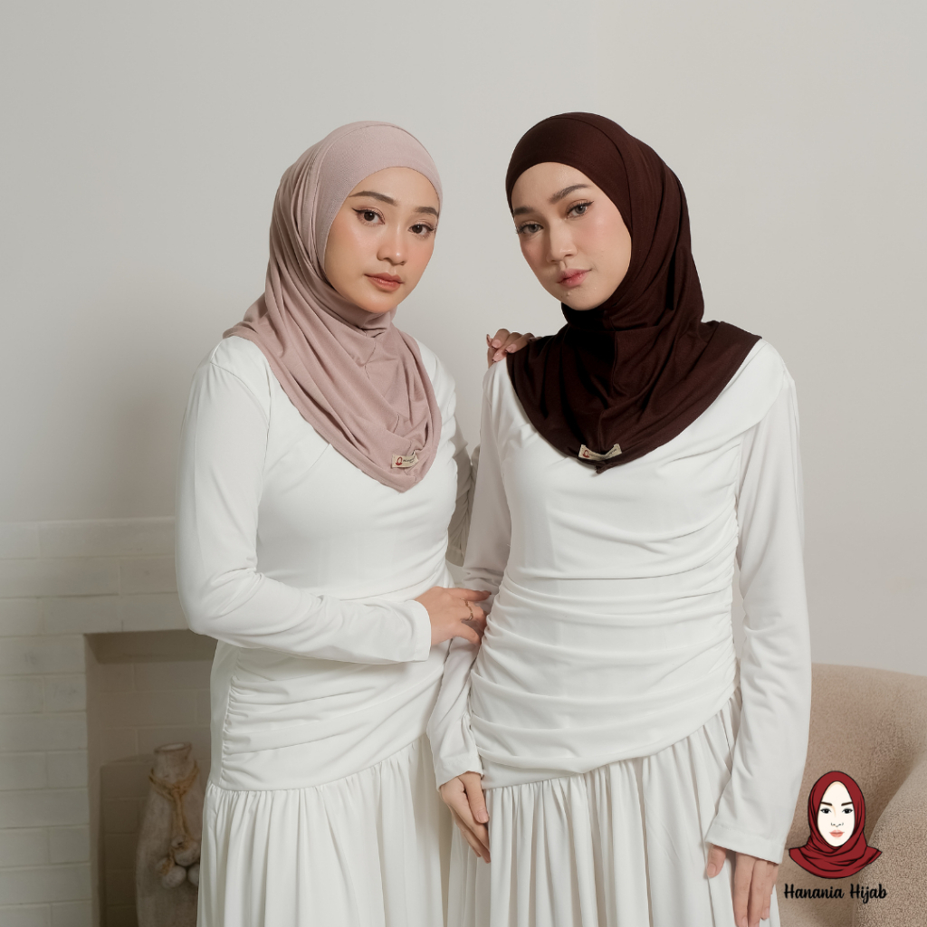 Hanania Hijab - Bergo Instan Padel Size M Karet Dagu Softpad Rayon Airflow Cooltech | Bego Kaos Daily Sporty