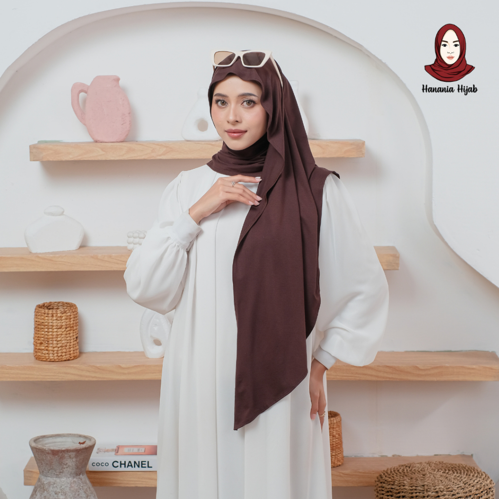 Hanania Hijab - Clara Pashmina Kaos Oval Rayon Premium | Pashmina Oval Meleyot Bahan Cotton Rayon