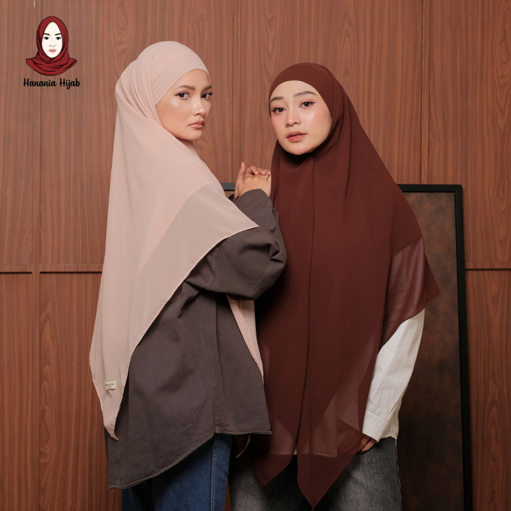 Hanania Hijab - Aura Khiban French Square Syar'i L Segiempat Tali | Khimar Bandana Ceruty Babydoll