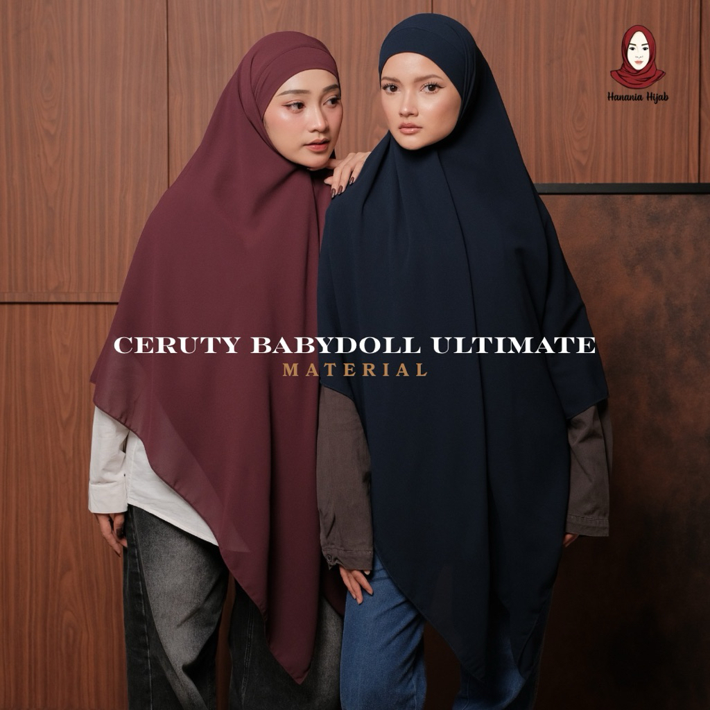 Hanania Hijab - Aura Khiban French Square Syar'i Jumbo XL Segiempat Tali | Khimar Bandana Ceruty Babydoll Utimate