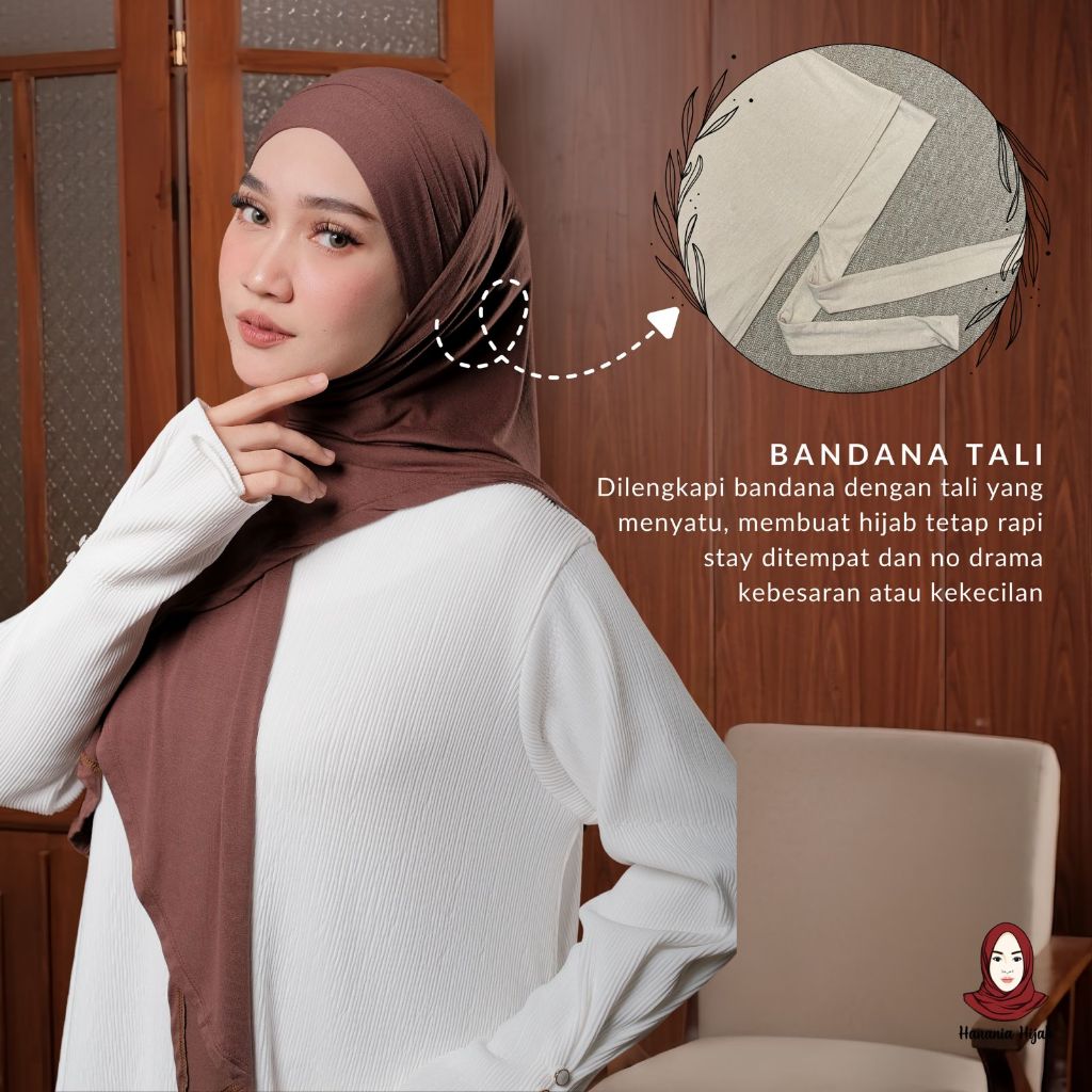 Hanania Hijab - Clara Instan Bandana Rayon Bamboo | Pashmina Instan Oval Bandana Bahan Rayon Bamboo Ultrasoft