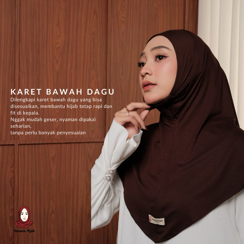 Hanania Hijab - Bergo Instan Padel Size M Karet Dagu Softpad Rayon Airflow Cooltech