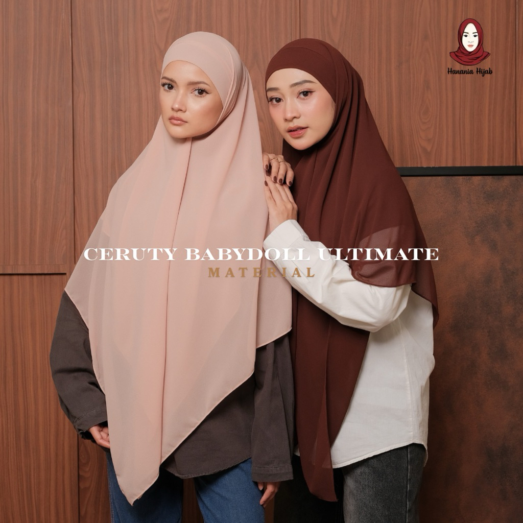Hanania Hijab - Aura Khiban French Square Syar'i L Segiempat Tali | Khimar Bandana Ceruty Babydoll