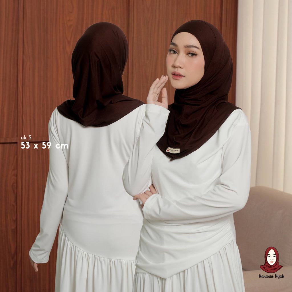 Hanania Hijab - Bergo Instan Padel Size S Karet Dagu Softpad Rayon Cooltech