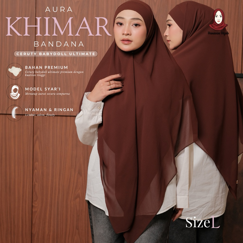 Hanania Hijab - Aura Khiban French Square Syar'i L Segiempat Tali | Khimar Bandana Ceruty Babydoll