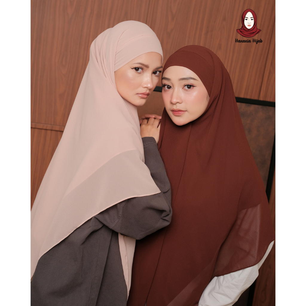 Hanania Hijab - Aura Khiban French Square Syar'i L Segiempat Tali | Khimar Bandana Ceruty Babydoll