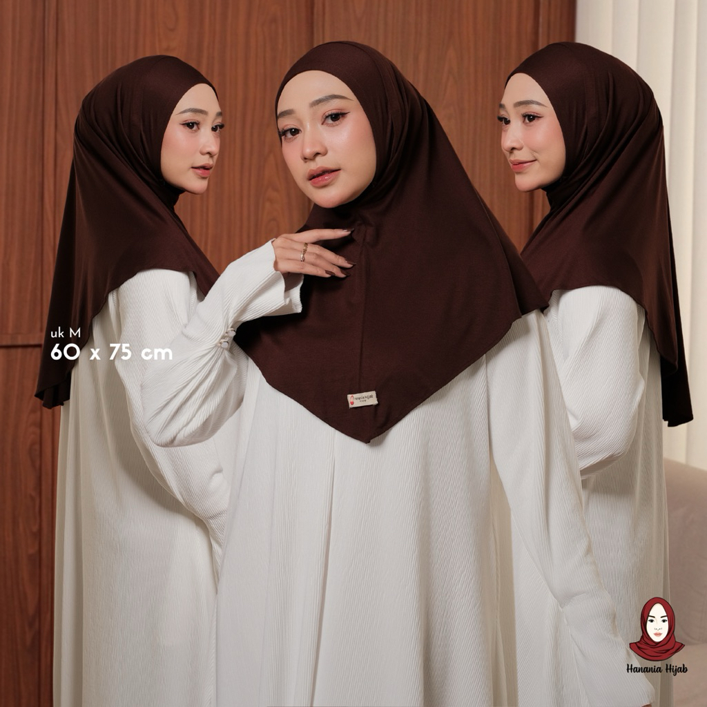 Hanania Hijab - Bergo Instan Padel Size M Karet Dagu Softpad Rayon Airflow Cooltech