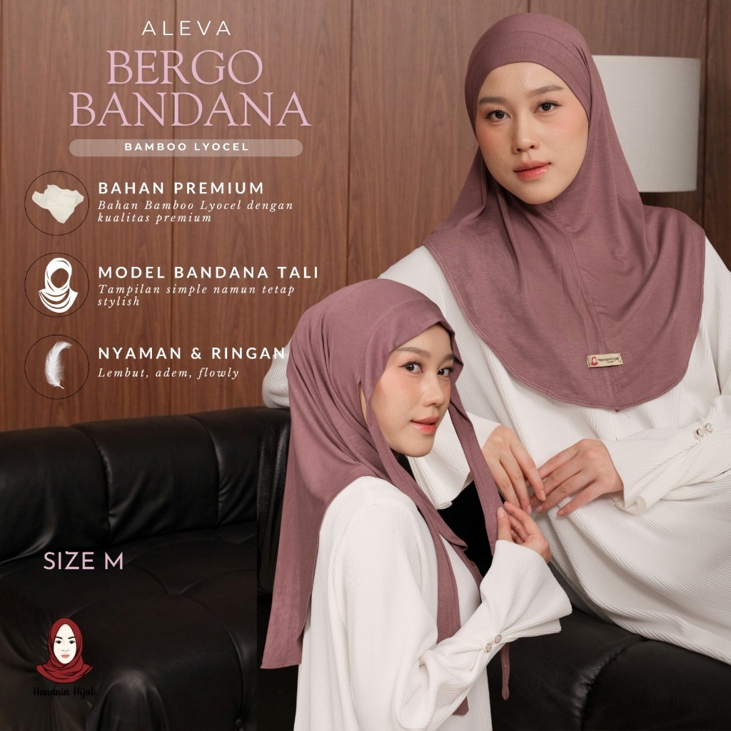 Hanania Hijab - Aleva Bergo Instan Bandana Size M Rayon Bamboo Ultrasoft | Jilbab Instan Bandana