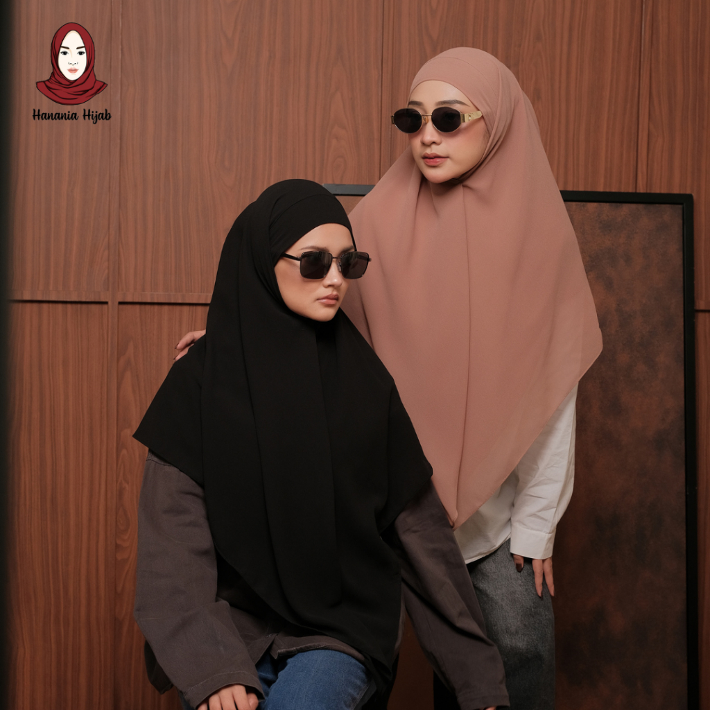 Hanania Hijab - Aura Khiban French Square Segiempat Tali Size M | Khimar Bandana Ceruty Babydoll