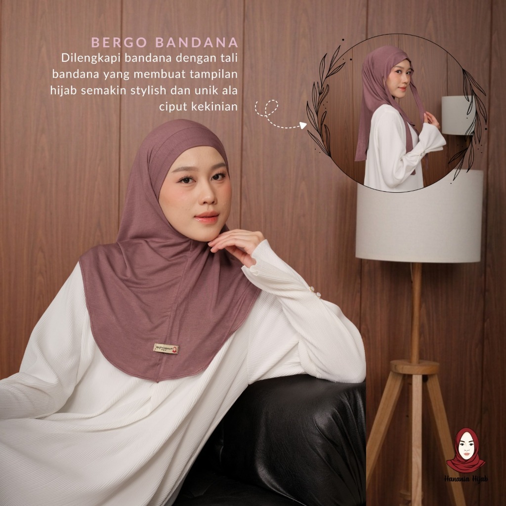 Hanania Hijab - Aleva Bergo Instan Bandana Size M Rayon Bamboo Ultrasoft | Jilbab Instan Bandana