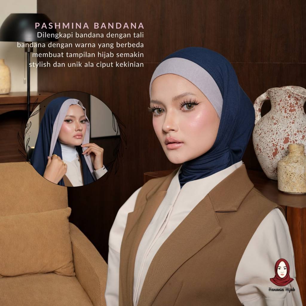 Hanania Hijab - Clara Pashmina Bandana Two Tone Bamboo | Khiban TwoTone Rayon Bamboo Ultrasoft